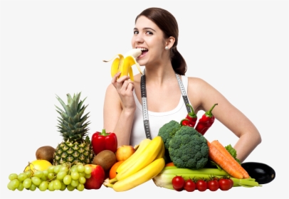 Girl With Fruits Png Image - Girl With Fruits And Vegetables, Transparent Png, Free Download