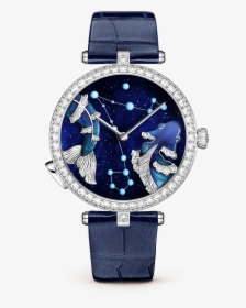 Lady Arpels Zodiac Lumineux Pisces Watch,pearly Alligator, - Van Cleef And Arpels Watch, HD Png Download, Free Download