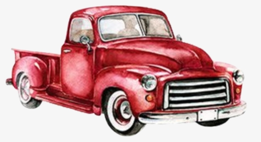 #watercolor #vintage #truck #red #pickup #christmastruck, HD Png Download, Free Download