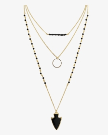 Neck Chain With Black Beads - Necklace, HD Png Download, Free Download