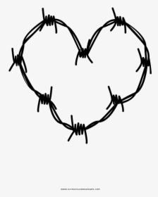 Barbwire Heart Coloring Page - Barbed Wire, HD Png Download, Free Download