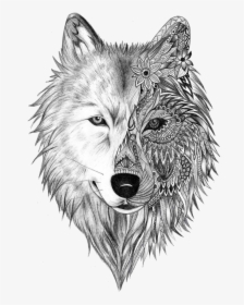 Black Wolf Sleeve Tattoo Drawing Dark Wolf Tattoo Designs Hd Png Download Kindpng