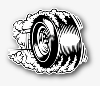 Tire Drawing Rubber And Racing Sticker Vinyl - Tire Burnout Clipart, HD Png Download, Free Download