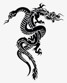 Snake And Dragon Tribal Tattoo Clipart And Design - Snake And Dragon Tattoo, HD Png Download, Free Download