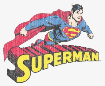 Superman-flying Over Logo Distressed, HD Png Download, Free Download