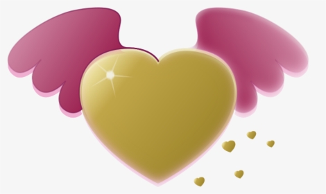 Free Gold Heart With Pink Wings - Clipart Graphic Angel Wings, HD Png Download, Free Download