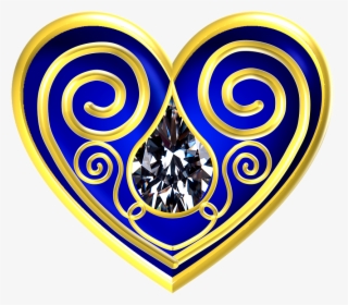 Heart, Blue, Gold, Velvet, Shape, Shaped, Ornament - Heart, HD Png Download, Free Download