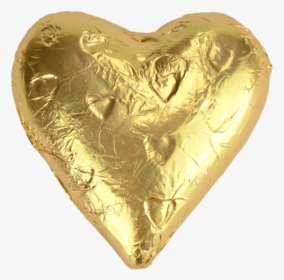 Milk Chocolate Heart Wedding Favour With Gold Foil - Heart, HD Png Download, Free Download