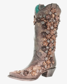 Corral Women"s Floral Overlay Cowgirl Boot W/embroidery, - Corral Womens Boot With Flower Overlay, HD Png Download, Free Download