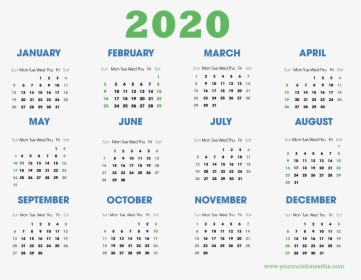 12 Month 2020 Printable Calendar, HD Png Download, Free Download