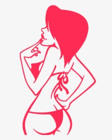 Pink Girl Png Curiously Looking Up - Illustration, Transparent Png, Free Download
