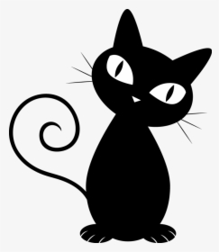 Black Cat Drawing Silhouette - Cat Vector Black And White, HD Png Download, Free Download