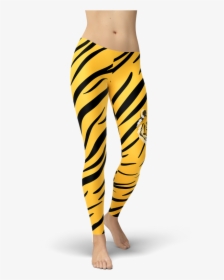 Tiger Design Leggings With Yellow And Black Stripes - Tights, HD Png Download, Free Download