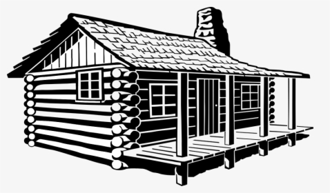 Cabin, Log Cabin, Log Home, Rustic, Abode, House - Black And White Log Cabin, HD Png Download, Free Download