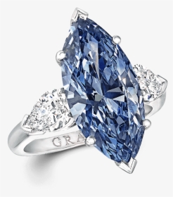 Transparent Diamond Ring Clip Art - Marquise Cut Blue Diamond Engagement Rings, HD Png Download, Free Download