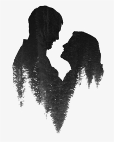 #couple #silhouette #love #black #forest #trees #doubleexposure - Jina Soch Na Sake Tu Status, HD Png Download, Free Download