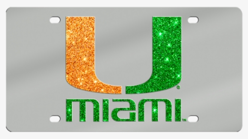 University Of Miami Hurricanes Glitter License Plate - Miami Hurricanes Football, HD Png Download, Free Download