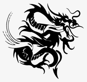 Chic Black-ink Flying Dragon In Tribal Style Tattoo - Tribal Logo Silhouette, HD Png Download, Free Download