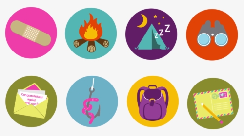 Summer Camp Illustration Icons Free Vector And Png - Badges For Camp, Transparent Png, Free Download