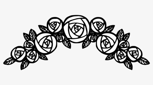Rose Wreath Of Roses Vector Clipart Image Free Stock - Black And White Rose Clipart, HD Png Download, Free Download