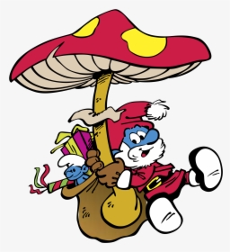 Santa Smurf Logo Png Transparent - Smurf With Red Mushroom, Png Download, Free Download