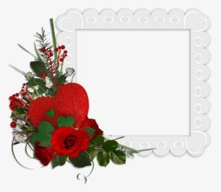 Beautiful White Transparent Frame With Hearts And Red - Beautiful Rose Flower Frames, HD Png Download, Free Download