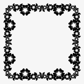 Borders And Frames Decorative Borders Picture Frames - Black And White Flower Frame Clipart, HD Png Download, Free Download
