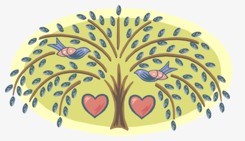 Vector Illustration Of Love Bird Animals In Tree With - Circle, HD Png Download, Free Download