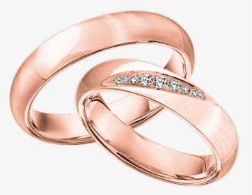 Wedding Ring In Red Gold Of 585 Assay Value With Diamonds - Peach Wedding Ring Png, Transparent Png, Free Download