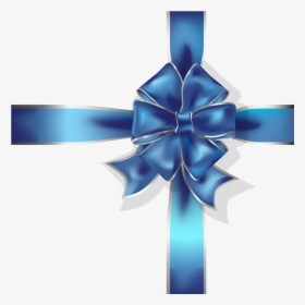 Blue Ribbon Gift - Cross With Ribbon Blue Png, Transparent Png, Free Download