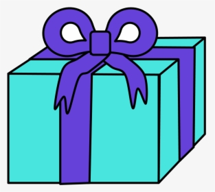 Gift, Blue Wrapping Paper, Purple Ribbon - Rectangular Prism With Cubic Units, HD Png Download, Free Download