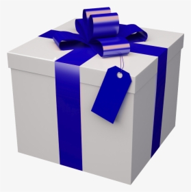 Gift White Red Ribbon - Blue Gift Box Hd, HD Png Download, Free Download