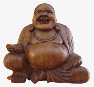 Smiling Buddha Wooden Statue Holding A Bowl - Fat Buddha No Background, HD Png Download, Free Download