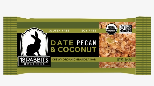 Date, Pecan & Coconut, Organic Granola Bar - 18 Rabbits, HD Png Download, Free Download