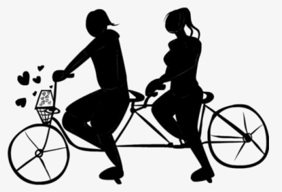 Girls Riding Bicycle Png Transparent Images - Silhouette, Png Download, Free Download
