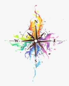 Coming Soon Png Colorful - Compass Tattoo Design Watercolor, Transparent Png, Free Download