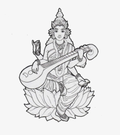 Saraswati Mata Ki Sketch, HD Png Download, Free Download