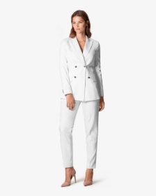 Plus Size White Double Breasted Linensuit - Plus Size White Linen Suit Womens, HD Png Download, Free Download