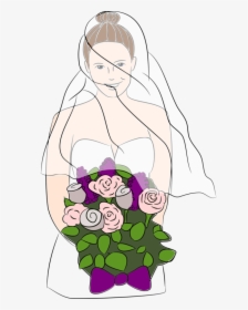 Art,petal,child - Bride With Flowers Clipart, HD Png Download, Free Download