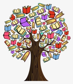 Colourful Book Tree Milk - Tree With Books As Leaves, HD Png Download, Free Download