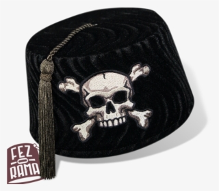 Wearing A Black Fez Hat Emblazoned With Skull, HD Png Download, Free Download