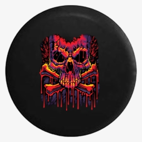 Neon Melting Dripping Skull Crossbones Rave Jeep Camper - Colorful Skull Art, HD Png Download, Free Download
