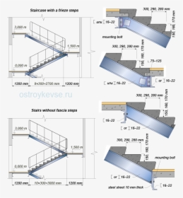 Stairs Made Of Precast Concrete Steps On Steel Stringers - Лестница По Металлическим Косоурам, HD Png Download, Free Download
