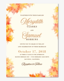 Fall Wedding Invitations - Christmas Card, HD Png Download, Free Download