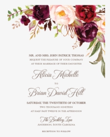 Clip Art Burgundy Wedding Invitations - Transparent Marsala Flowers Png, Png Download, Free Download