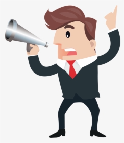 Business Man With A Horn Speech Png Download - Speaker Man Cartoon Png, Transparent Png, Free Download