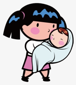 Png Black And White Library Teenage Pregnancy Infant - Girl Holding Baby Clipart, Transparent Png, Free Download
