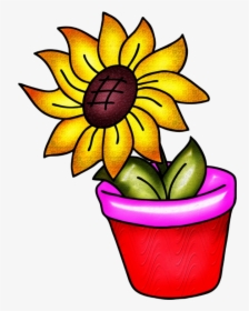 Thinking Of You Clip Art Bouquet Blog Think Flower - Sunflower Clipart In Vase, HD Png Download, Free Download