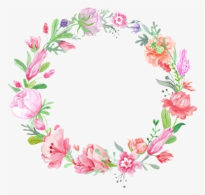 Wreath Flower Wedding Invitation Stock Photography - Flower Wreath Drawing Color, HD Png Download, Free Download