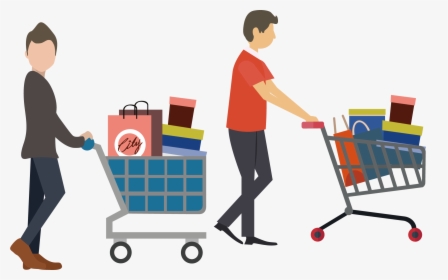 Shopping Flat Design Icon - Man Shopping Cart Png, Transparent Png, Free Download
